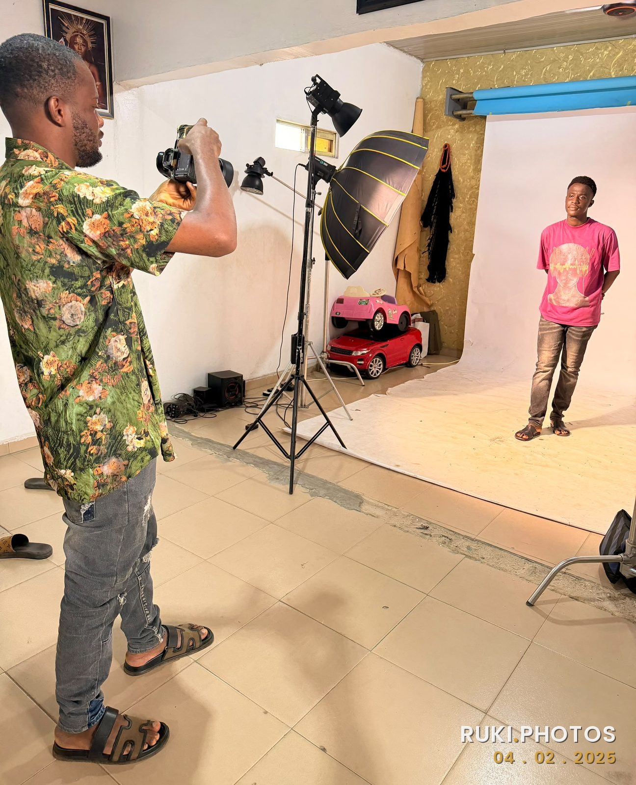 Behind the camera in the studio