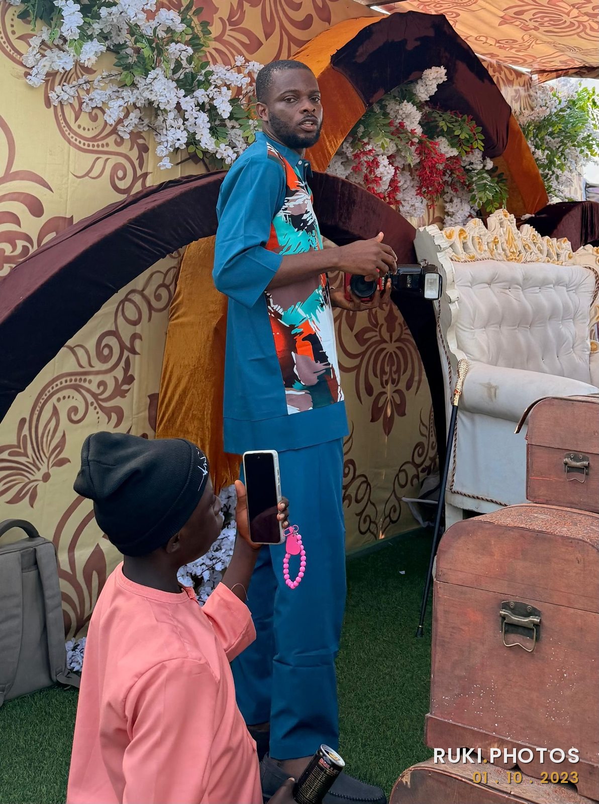 On set at a traditional ceremony